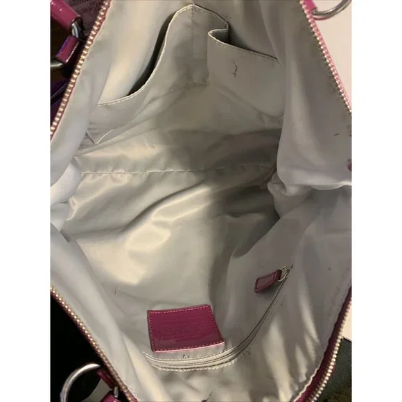 Coach Berry Patent Leather Poppy Daisy Liquid Gloss Tote Bag With Wallet #F20004 - Picture 11 of 15